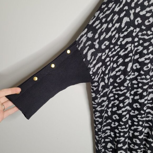 Kim rogers Womens Black gray leopard print Turtleneck Sweater curvy size 2X - Picture 2 of 9